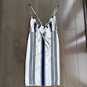 Forever 21 White and Navy Striped Mini Dress